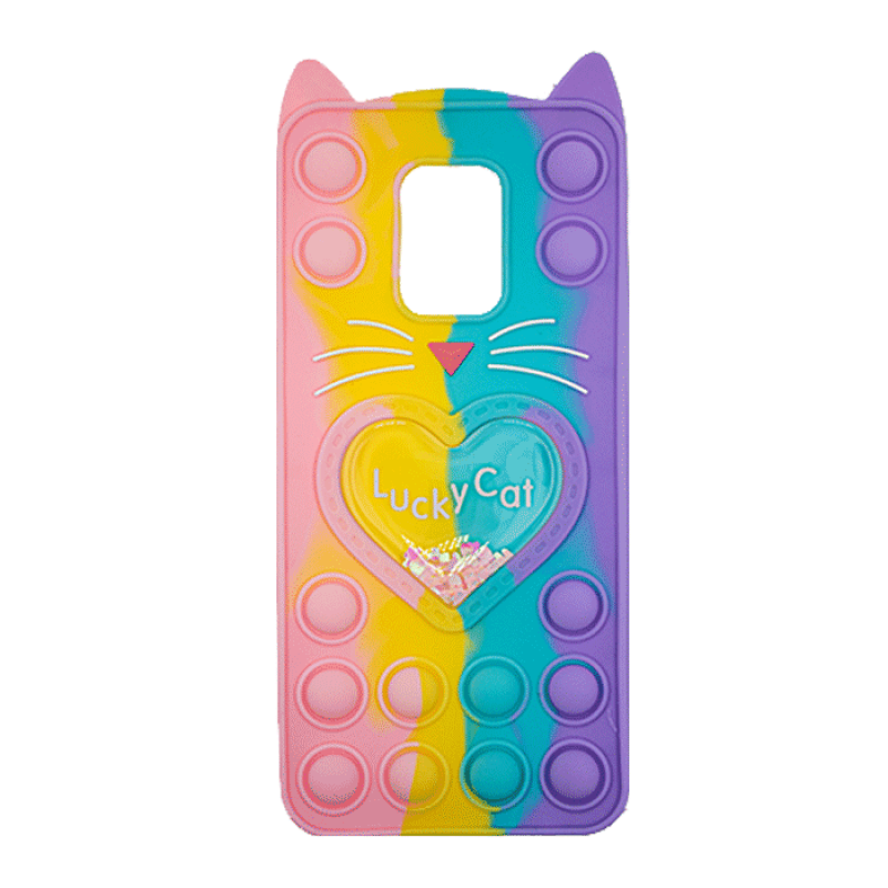 Θήκη Σιλικόνης με αυτάκια Colorful Bubbles για Xiaomi Redmi Note 9s - Σχέδιο: Πολυχρώμη Καρδούλα (κοραλί -  Ανοιχτό Μωβ)
