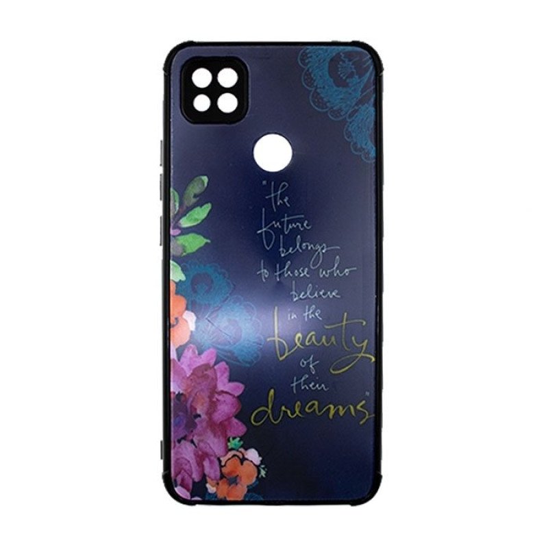 Θήκη Πλάτης Σιλικόνης για Xiaomi Redmi 9C- Χρώμα: Ναυτικό Μπλε Με Λουλουδάκια