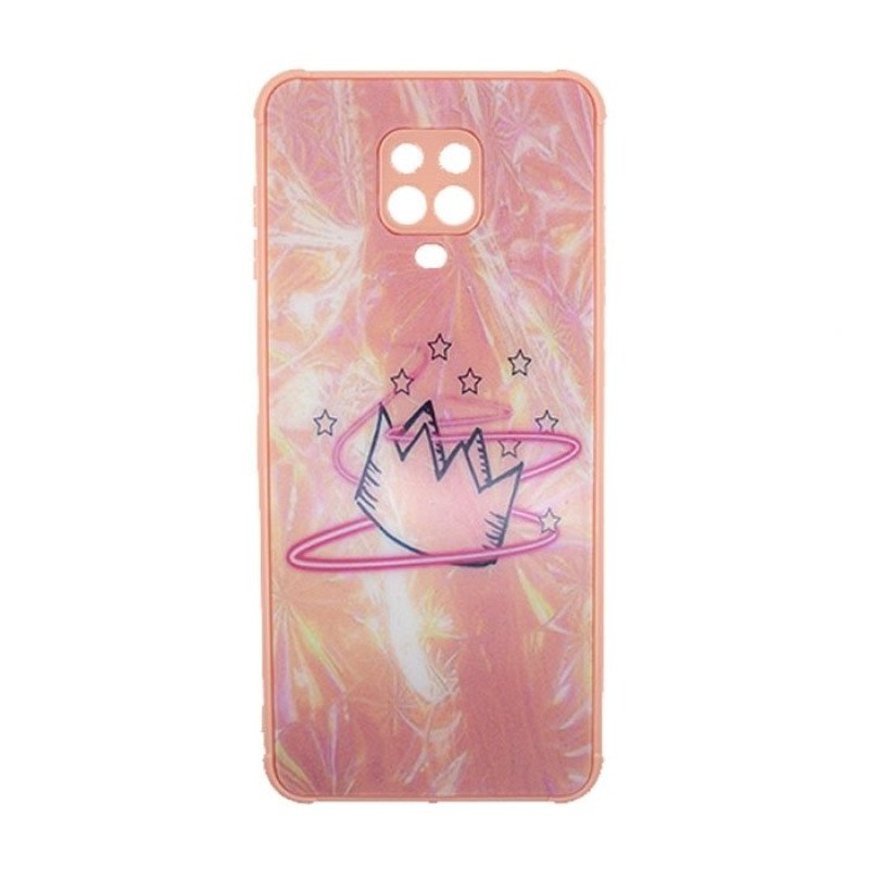 Θήκη Πλάτης Σιλικόνης για Xiaomi Redmi Note 9S / 9 Pro - Χρώμα: Απαλό Ροζ με Στέμμα