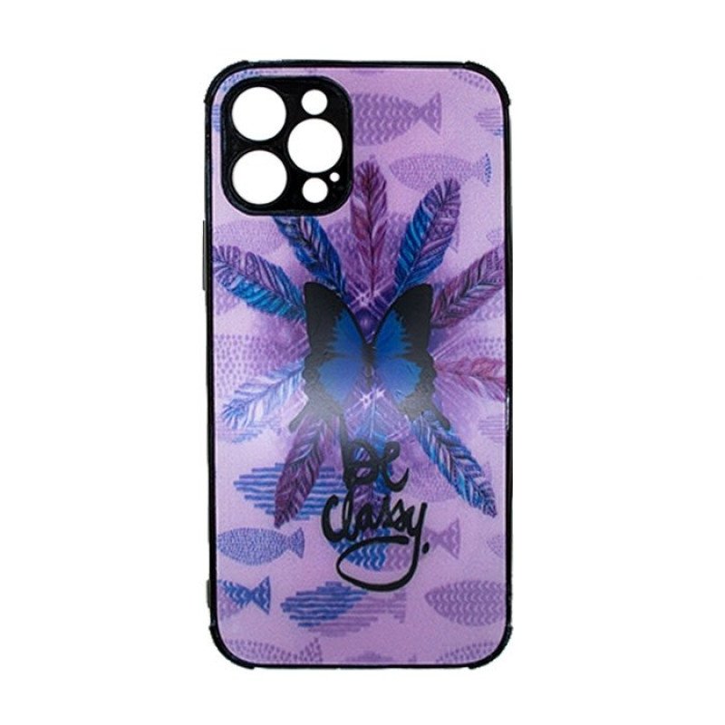 Θήκη Πλάτης Σιλικόνης για Iphone 12 Pro Max - Χρώμα: Μωβ Με Πεταλούδα
