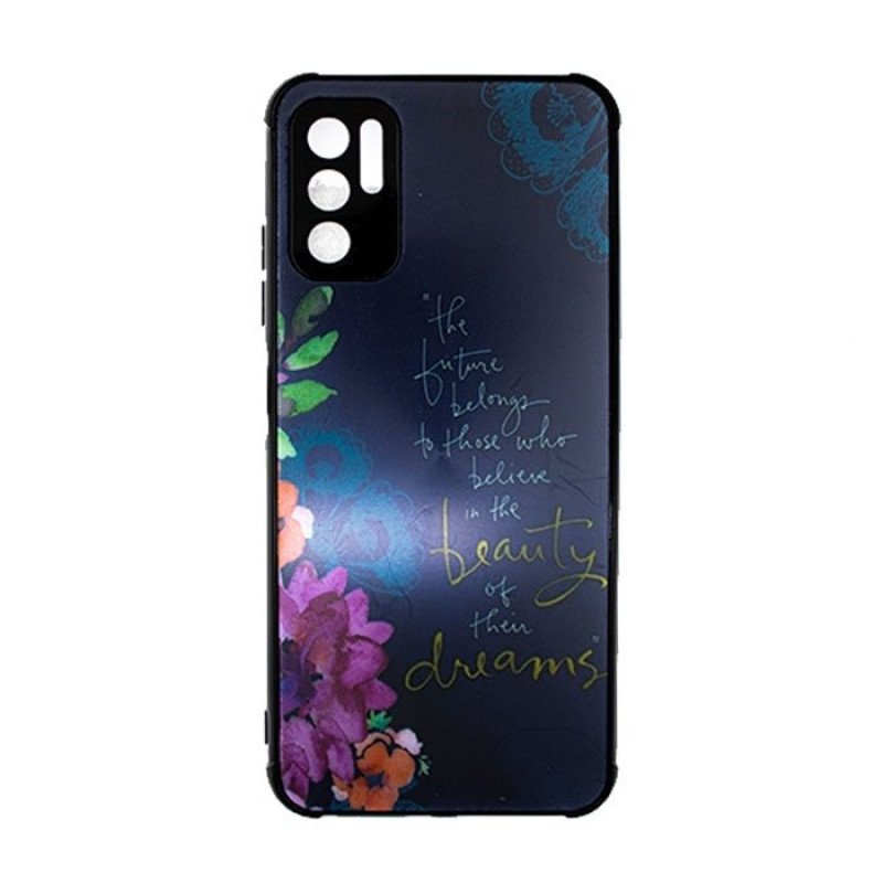 Θήκη Πλάτης Σιλικόνης για Xiaomi Redmi Poco M3 Pro 5G - Χρώμα: Ναυτικό Μπλε Με Λουλουδάκια