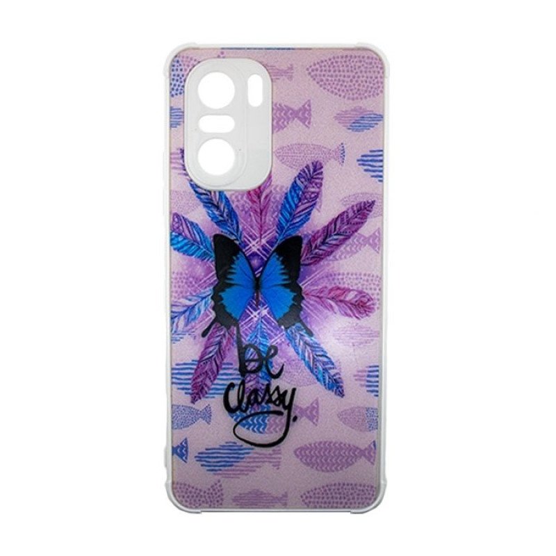 Θήκη Πλάτης Σιλικόνης για Xiaomi Poco F3 5G - Χρώμα: Μωβ με Πεταλούδα