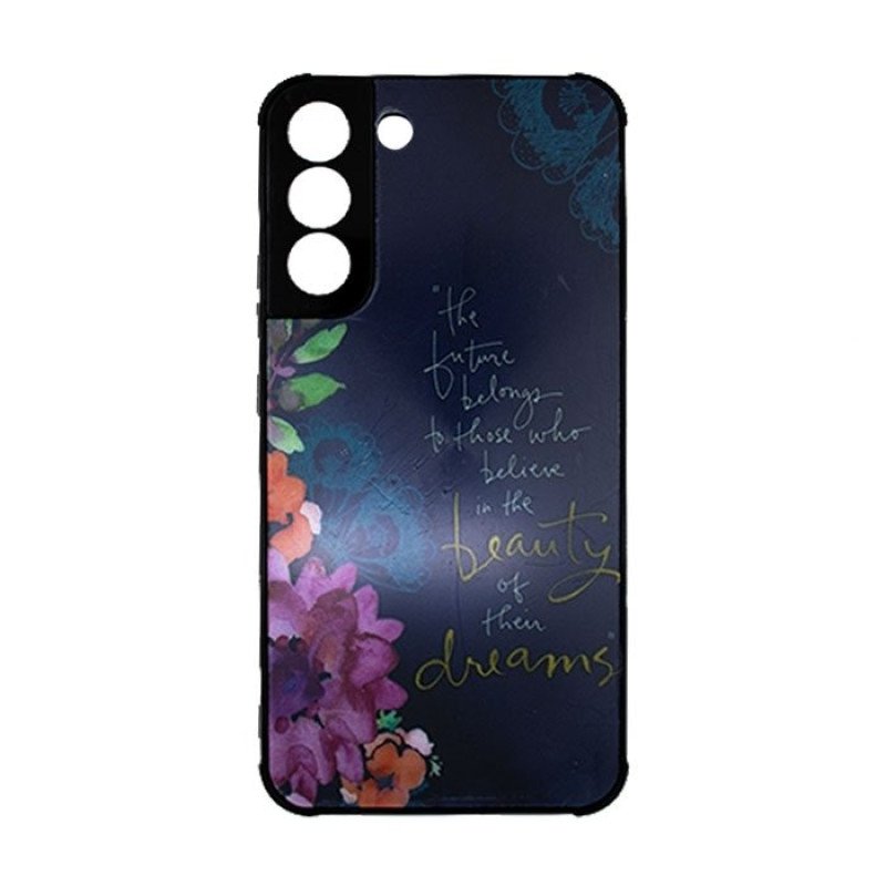 Θήκη Πλάτης Σιλικόνης για Samsung Galaxy S22 Plus- Χρώμα: Ναυτικό Μπλε Με Λουλουδάκια
