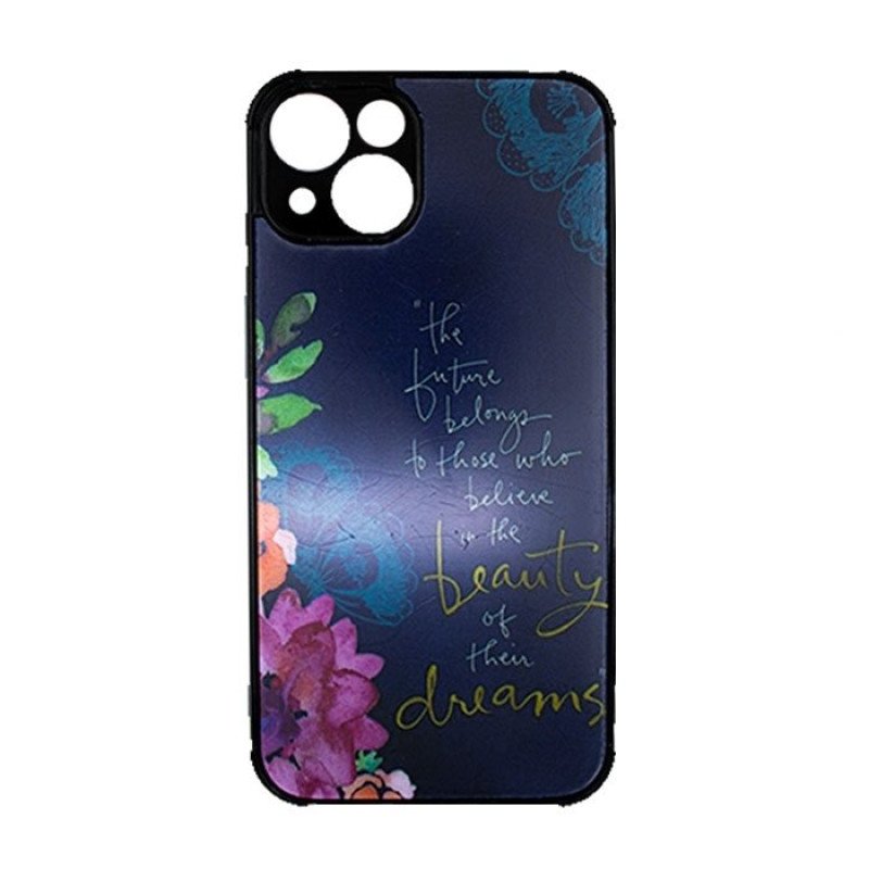 Θήκη Πλάτης Σιλικόνης για Iphone 13 5G - Χρώμα: Ναυτικό Μπλε Με Λουλουδάκια