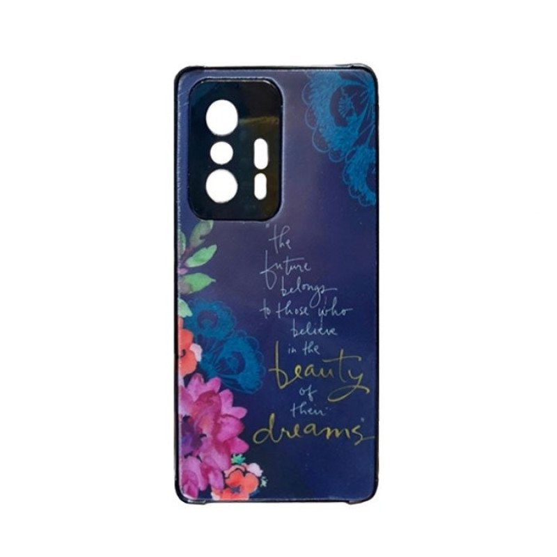 Θήκη Πλάτης Σιλικόνης για Xiaomi MI 11T 5G - Χρώμα: Ναυτικό Μπλε Με Λουλουδάκια