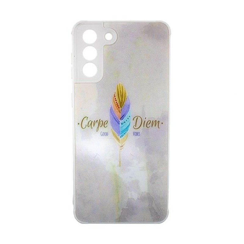 Θήκη Πλάτης Σιλικόνης για Samsung Galaxy S21 G991 - Χρώμα: Λευκό Με Χρωματιστό Φτερό