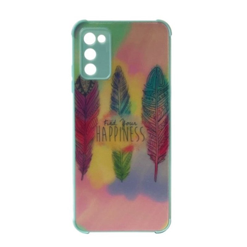 Θήκη Πλάτης Σιλικόνης για Samsung Galaxy A03s A037 - Χρώμα: Γαλάζιο με Φτέρα