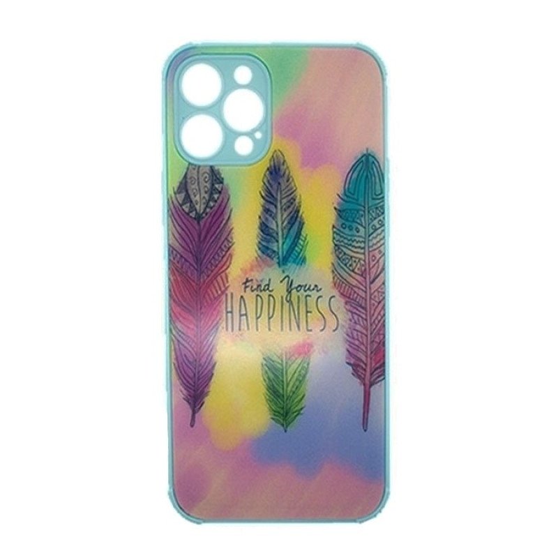 Θήκη Πλάτης Σιλικόνης για Iphone 12 - Χρώμα: Γαλάζιο Με Φτέρα