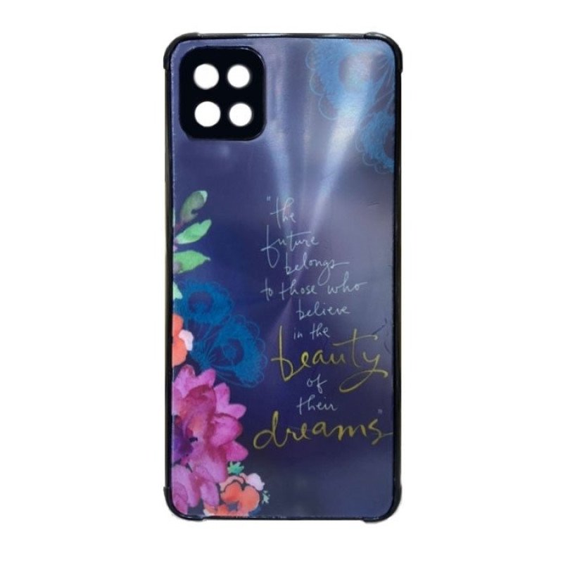 Θήκη Πλάτης Σιλικόνης για Samsung Galaxy A22 5G - Χρώμα: Ναυτικό Μπλε Με Λουλουδάκια