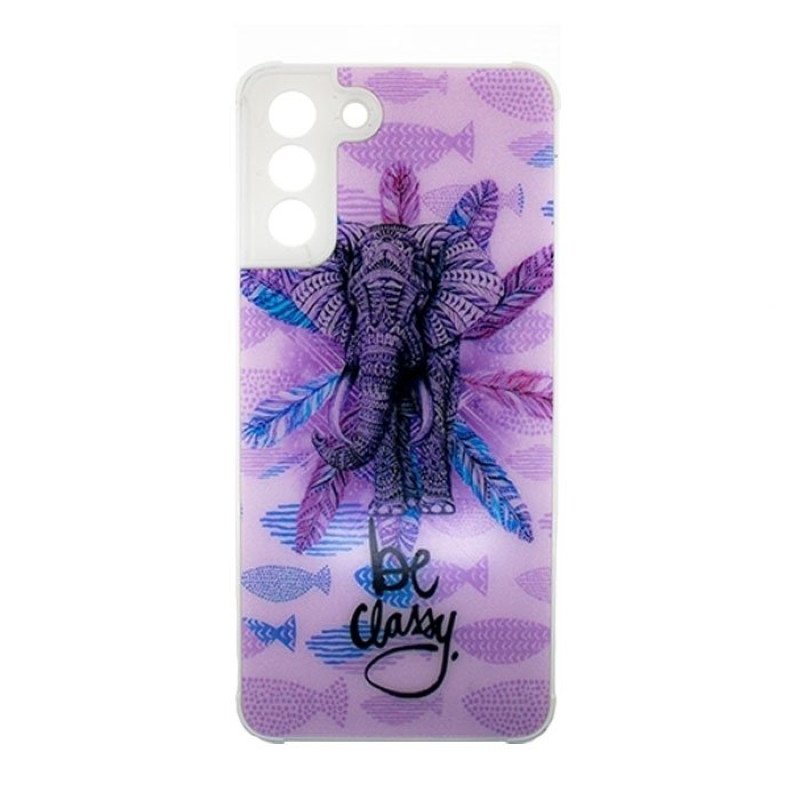 Θήκη Πλάτης Σιλικόνης για Samsung Galaxy S21 - Χρώμα: Μωβ Με Ελεφαντάκι