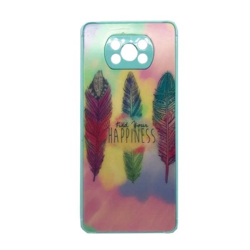Θήκη Πλάτης Σιλικόνης για Xiaomi Poco X3 Pro - Χρώμα: Γαλάζιο με Φτέρα