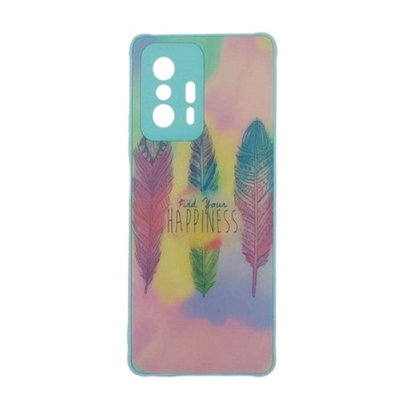 Θήκη Πλάτης Σιλικόνης για Xiaomi Mi 11T - Χρώμα: Γαλάζιο με Φτέρα