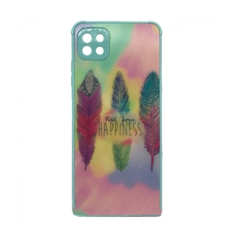 Θήκη Πλάτης Σιλικόνης για Samsung Galaxy A22 5G A226 - Χρώμα: Γαλάζιο με Φτέρα