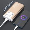 PZX V23 Power Bank 20000Mah με Διπλά Καλώδια Ενσωματωμένα σε Type C και Lightning Cables - Χρώμα: Χρυσό