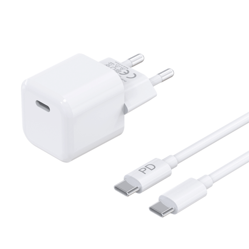 PZX P45 PD Fast Charging Φορτιστής SmartPhone με 1 θύρα Type-C και Καλώδιο Type-C 20W - Χρώμα: Λευκό