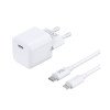 PZX P45 PD Fast Charging Φορτιστής SmartPhone με 1 θύρα Type-C και Καλώδιο σε Lightning 20W - Χρώμα: Λευκό
