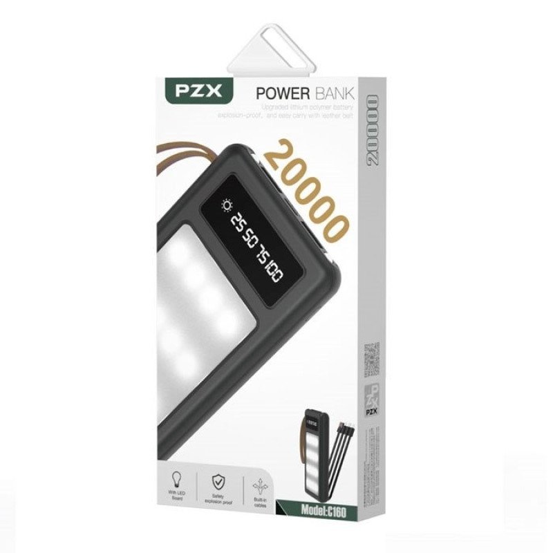 PZX Power Bank C160 - 20000mah -Χρώμα: Μαύρο