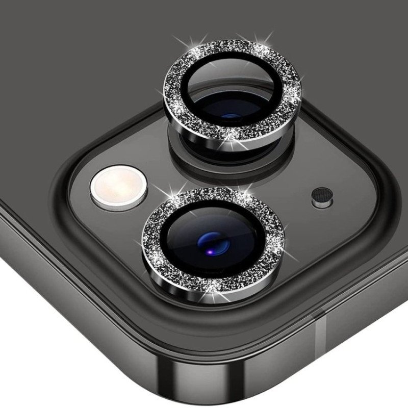 Tζαμάκι Προστασίας Πίσω Κάμερας Με Στρας Camera Glass για Apple iPhone 15 Pro / 15 Pro Max - Χρώμα: Μαύρο