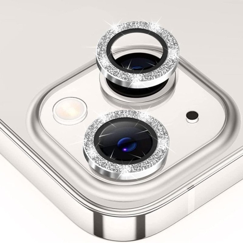 Tζαμάκι Προστασίας Πίσω Κάμερας Με Στρας Camera Glass για Apple iPhone 14 Pro / 14 Pro Max - Χρώμα: Ασημί