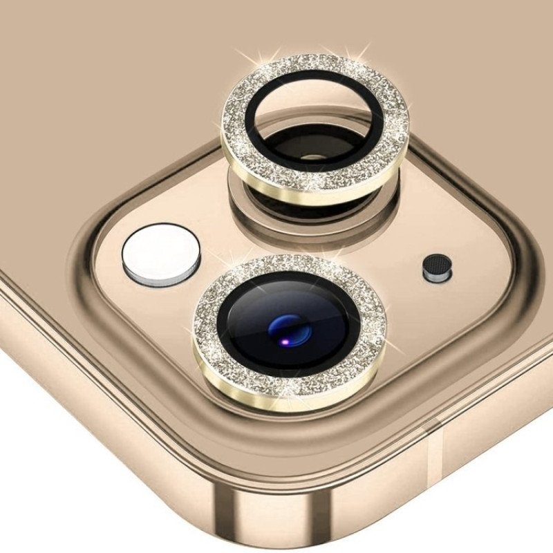 Tζαμάκι Προστασίας Πίσω Κάμερας Με Στρας Camera Glass για Apple iPhone 13 Pro / 13 Pro Max - Χρώμα: Χρυσό