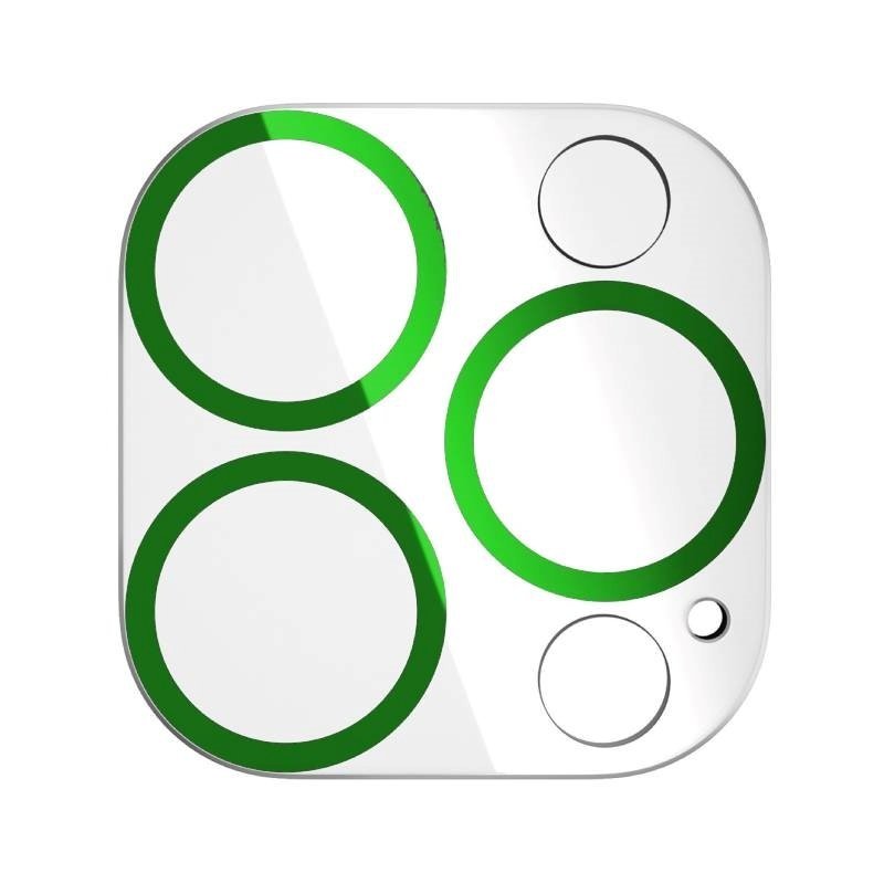 Lens Shield Full Camera Glass για Apple iPhone 12 / 12 Mini - Χρώμα: Διάφανο Με Πλαίσιο Πράσινο