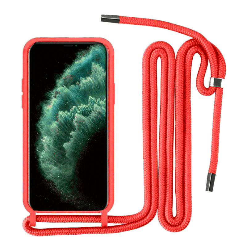 Θήκη Σιλικόνης με Λουράκι για Xiaomi Redmi Note 13 Pro Plus - Χρώμα: Κόκκινο