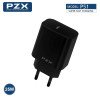 PZX P51 Fast Charging Φορτιστής SmartPhone με 1 θύρα Type-C και Καλώδιο σε TYPE C 25W - Χρώμα: Μάυρο