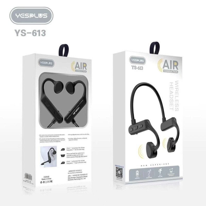 YESPLUS YS-613 ΑΘΛΗΤΙΣΜΟΣ ΑΣΥΡΜΑΤΟ ΑΚΟΥΣΤΙΚΑ BLUETOOTH ΚΡΕΜΑΣΤΕ ΣΤΟ ΛΑΙΜΟ - ΜΑΥΡΟ