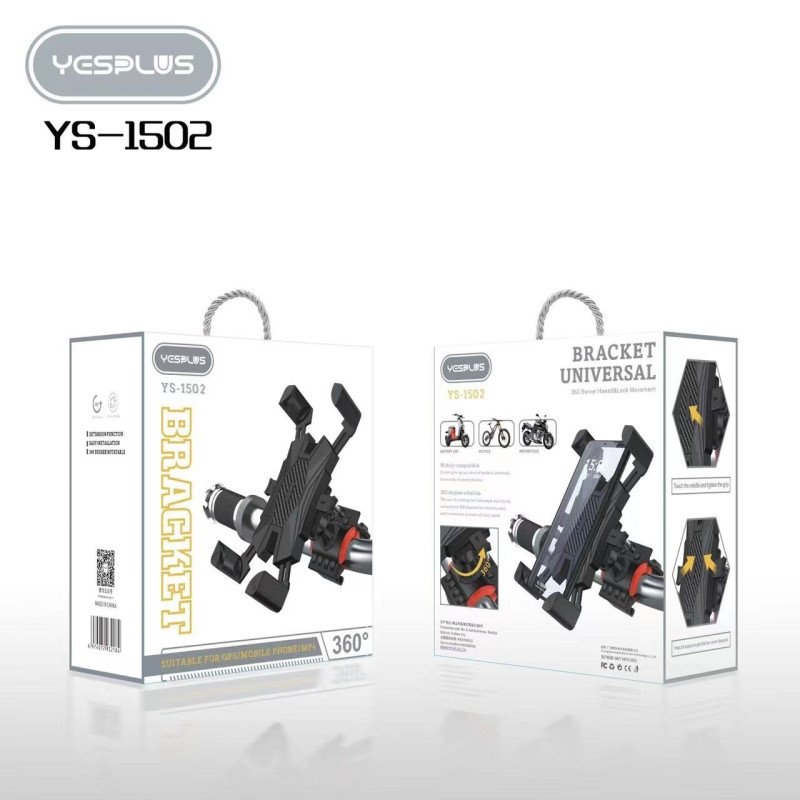 YESPLUS YS-1502 Περιστρεφομενη 360 Μοίρων Βάσης για Kινητό Mοτοσυκλέτας και Pοδηλάτων - Μαύρο