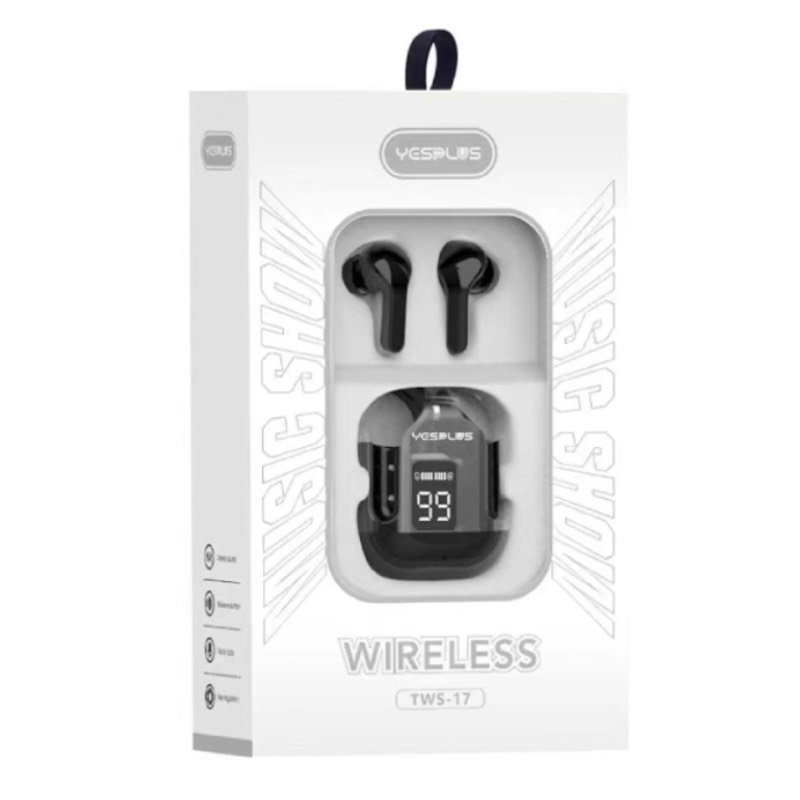YESPLUS TWS-17 V5.2 Bluetooth Ασύρματα ακουστικά / Hi-Fi Super Bass / Zero Latency / Smart Touch - Μαύρο