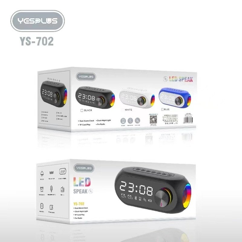 Yesplus YS-702 - Ηχείο Bluetooth και Ψηφιακό Ξυπνητήρι - Λέυκο