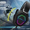 YESPLUS GM-117 RGB LIGHT 3.5mm JACK GAMING HEADPHONES WITH MICROPHONES - BLACK
