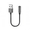 Budi DC106B - Καλώδιο AUX USB-A έως 3,5mm Jack 11cm - Μαύρο