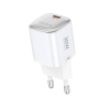 Vidvie PLE256 PD 20W Φορτιστής GaN με 1 Θύρες USB-C και Καλώδιο Type-C Σε Type-C - Λευκό