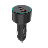 Vidvie CC538 Φορτιστής Αυτοκινήτου με 60W Θύρα USB-A Και 100W 2x Θύρες USB Type-C με 100W καλώδιο Type-C Σε Type C - Μαύρο