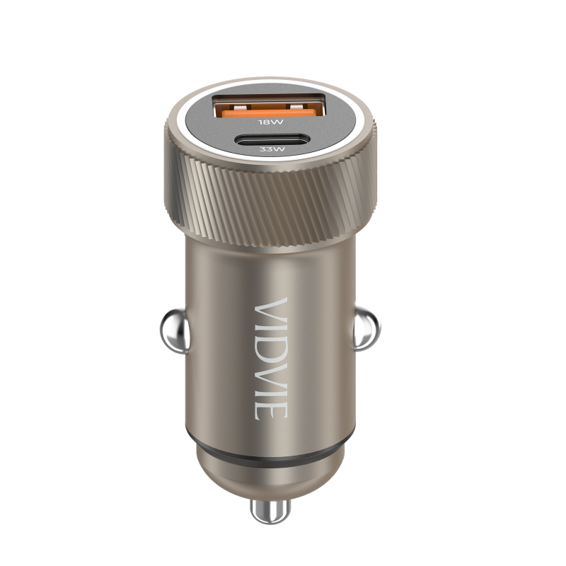 Vidvie CC542 Φορτιστής Αυτοκινήτου με 18W Θύρα USB-A Και 30W 2x Θύρες USB Type-C με 60W καλώδιο Type-C Σε Type C - Χρυσό
