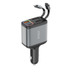 Vidvie CC539 117W Φορτιστής Αυτοκινήτου με 27W Θύρα USB-A Και 27W Θύρα USB Type-C με 60W καλώδιο Type-C Και 27W καλώδιο Lightning - Μαύρο