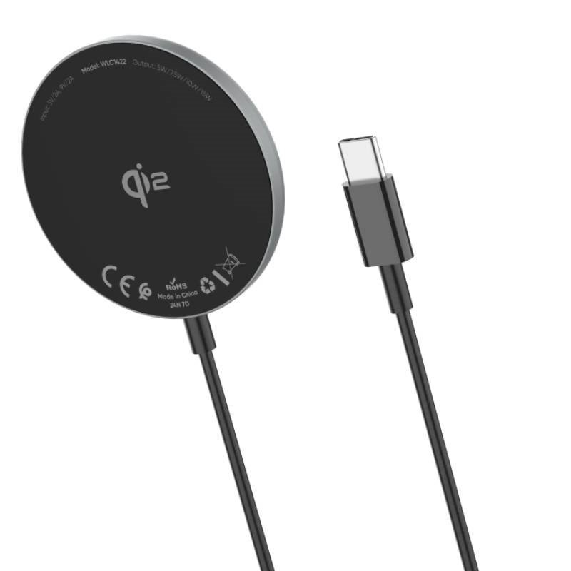 Vidvie WLC1422 15W Ασύρματος Φορτιστής (Qi Pad) και Καλώδιο USB-C - Μαύρο