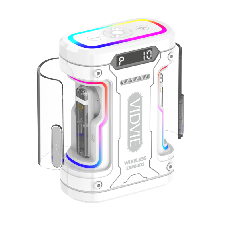 Vidvie BT879 Ασύρματα Ακουστικά με Θήκη Φόρτισης Cyberpunk Gaming Earphones - Λέυκο