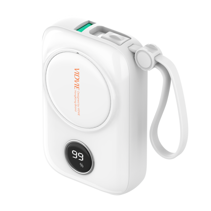 Vidvie PB776 Power Bank 10000mAh 20W Θύρεα USB-A με Καλωδιο Type-C  Και Lightning - Λέυκο
