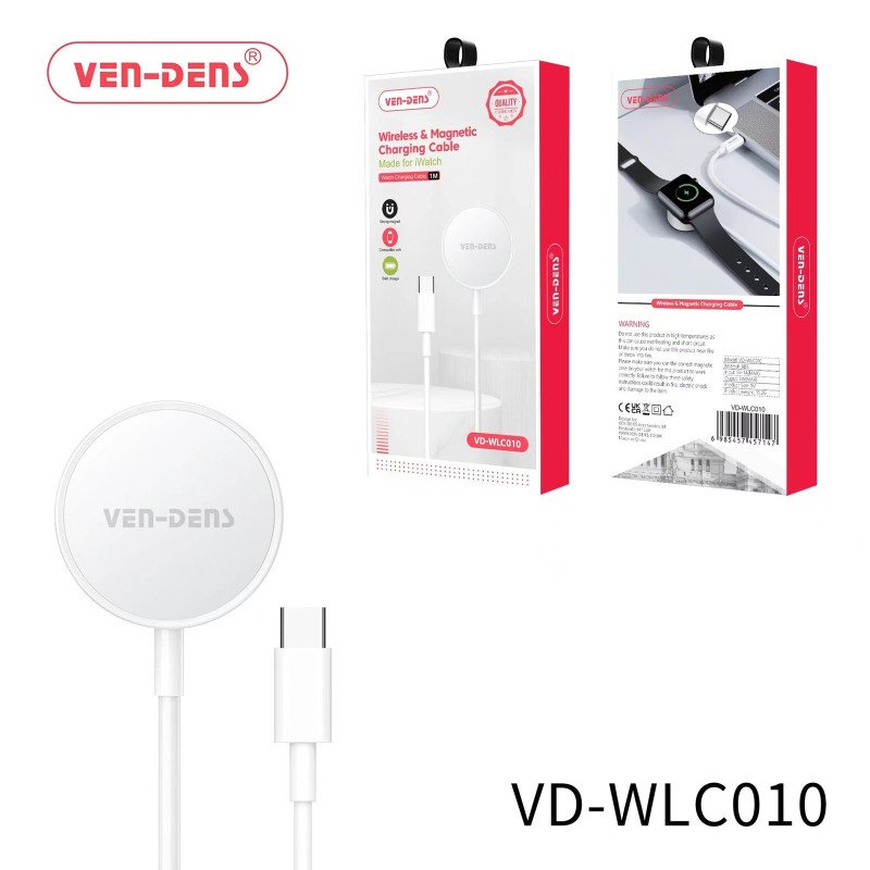 VEN-DENS VD-WLC010 Ασύρματης Φόρτισης Καλώδιο Θύρα USB-Type-C για Apple Watch 3W - Λευκό