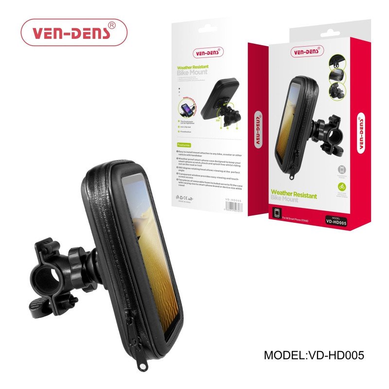 VEN-DENS VD-HD005 Αδιάβροχη 6.3" Θήκη Ποδηλάτου Weather Resistant Bike Mount 360ᵒ - Μαύρο