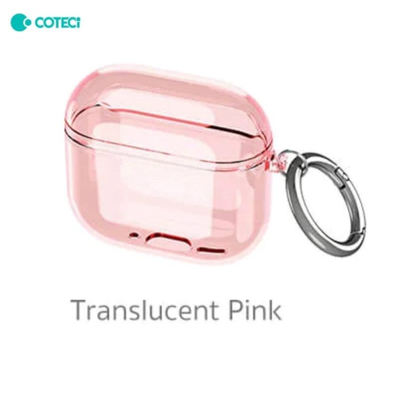 COTECi MS-018 Προστατευτική Θήκη για Apple AirPods 4 Ακουστικά με Keychain Hook  - Χρώμα: Ροζ Διάφανο