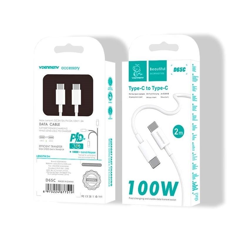 Vdenmenv D65C 100W Καλώδιο φόρτισης Type-C Σε Type-C (2M) – Λευκό