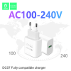 Vdenmenv DC07T Φορτιστής Θύρα USB-A με Καλώδιο Type-C Γρήγορη φόρτιση QC3.0 - Λευκό