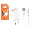 Vdenmenv DC07L Φορτιστής Θύρα USB-A με Καλώδιο Lightning Γρήγορη φόρτιση QC3.0 - Λευκό
