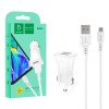 Vdenmenv DZ06T Φορτιστής αυτοκινήτου με 2X Θύρα USB-A Και Καλώδιο Type-C Γρήγορη φόρτιση QC3.0 - Λευκό