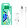Vdenmenv DZ06L Φορτιστής αυτοκινήτου με 2X Θύρα USB-A Και Καλώδιο Lightning Γρήγορη φόρτιση QC3.0 - Λευκό