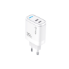 TUQIN QE59 C&i 30W Φορτιστής με Γρήγορη Φόρτιση με 2xΘύρες USB-C με Καλώδιο Type-C Σε Lightning - Λευκό