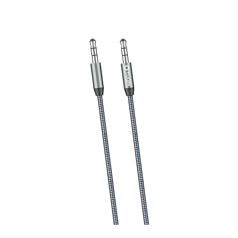 TUQIN QY07 Καλώδιο Ήχου - AUX - Audio Jack 3.5mm Σε Jack 3.5mm  1.2m - Χρώμα: Ασημί